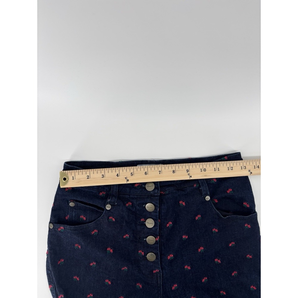 Miaou Jeans Women's Sz 28 Floral Rose Embroidered Straight Leg Coquette Chic - Picture 11 of 14